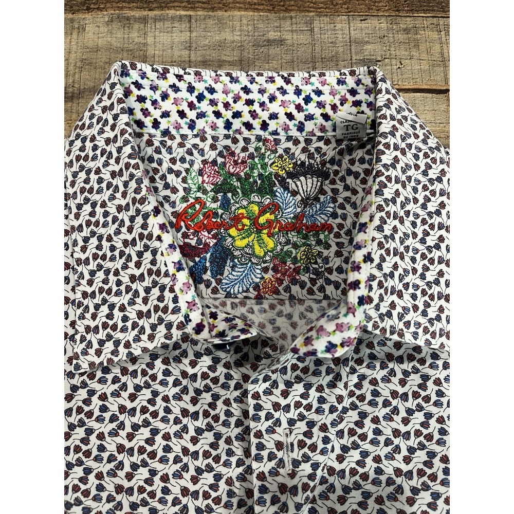 Men's Robert Graham Tulip Floral All over Print Button Up Sz XL (2104)‎